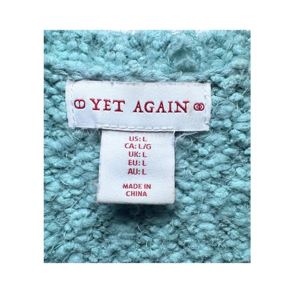 Yet Again Turquoise Round Neck Long Sleeve Sweater Women's Large - Picture 4 of 4